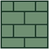 sage and forest green colored icon of a brick wall (Build phase icon)