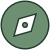 sage and forest green icon of a compass (Business Consulting icon)