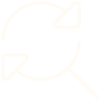 parchment colored icon of a magnifying glass, with the glass made of circling arrows (Discover phase icon)